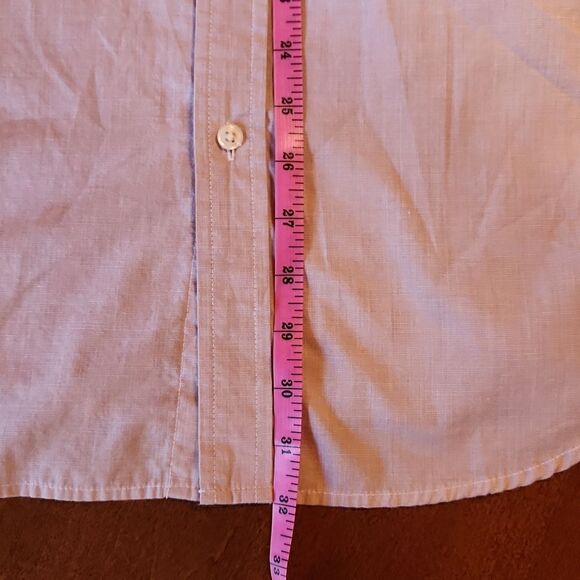 CHAPS Men's Easy Care Long Sleeve Button Down Shirt, Medium, Tan & White - Picture 4 of 8